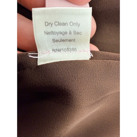 Ronny Kobo Brown Satin Draped Mock Neck Long Sleeve Mini Dress Size S - Picture 6 of 10